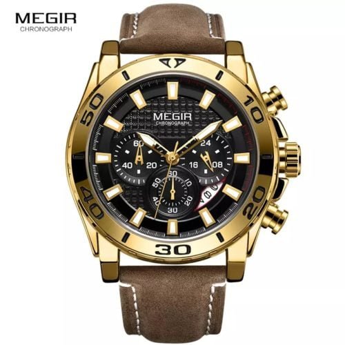 Megir Watch True Three-eye Quartz Date Leather Strap - Image 5