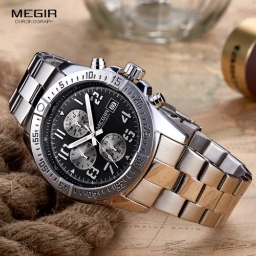 MEGIR Top Luxury Brand Men's Wrist Watch Mens Chronograph Clocks Men Male Quartz Watches Stainless Steel Clock - Image 3