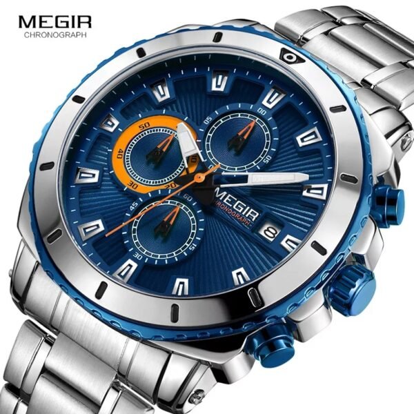 Relogio Masculino 2019 Megir Watch Men Luxury Brand Business Waterproof Stainless Steel Wristwatches