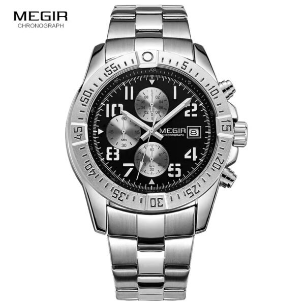 MEGIR Top Luxury Brand Men’s Wrist Watch Mens Chronograph Clocks Men Male Quartz Watches Stainless Steel Clock