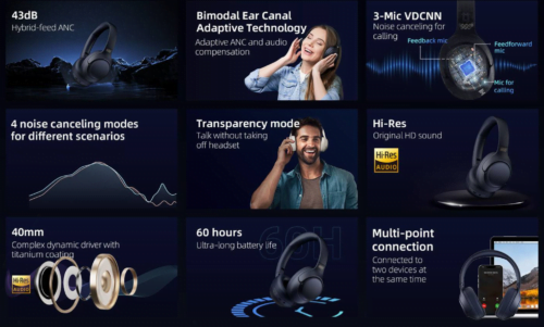 QCY H3 ANC Bluetooth Headphones Over Ear, Active Noise Cancelling - Image 7