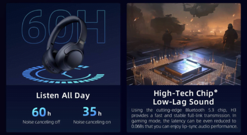 QCY H3 ANC Bluetooth Headphones Over Ear, Active Noise Cancelling - Image 11