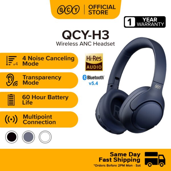 QCY H3 ANC Bluetooth Headphones Over Ear, Active Noise Cancelling